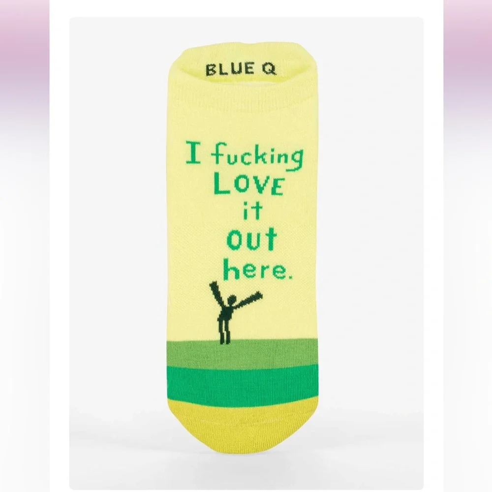 Blue Q Vibrant Yellow I F**king Love It Put Here Sneaker Socks - Picture 4 of 5